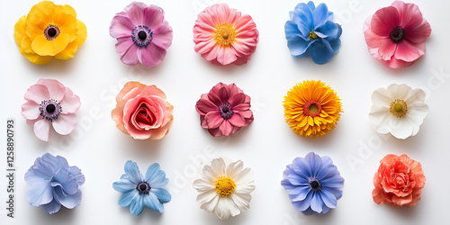 Set of different beautiful flowers on white background. Banner design
