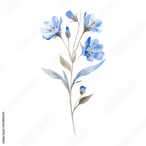 Watercolor blue wildflower flowers illustration art vector