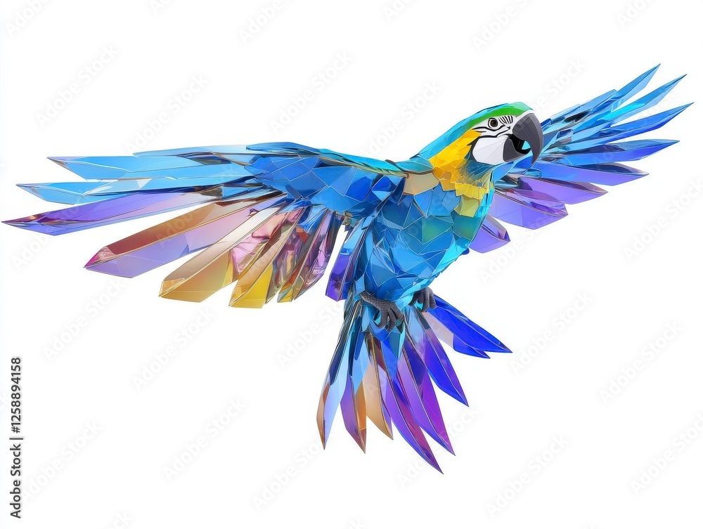 Fototapeta premium Colorful Geometric Parrot In Flight