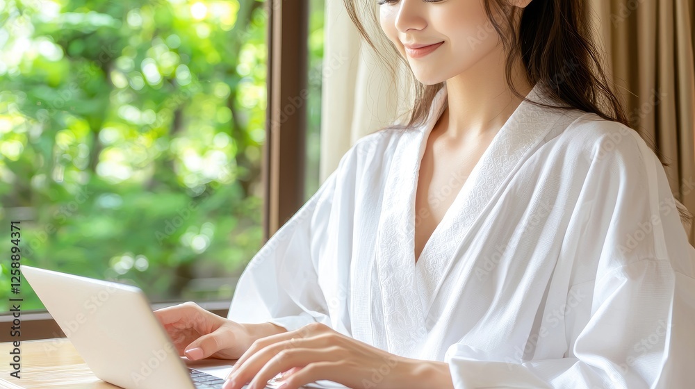 Working remotely home office lifestyle image cozy environment natural light productivity concept Working remotely home office lifestyle image cozy environment natural light productivity concept