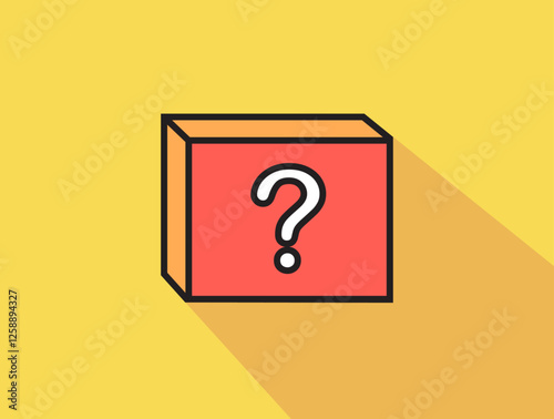 Mystery Box vector art on yellow background