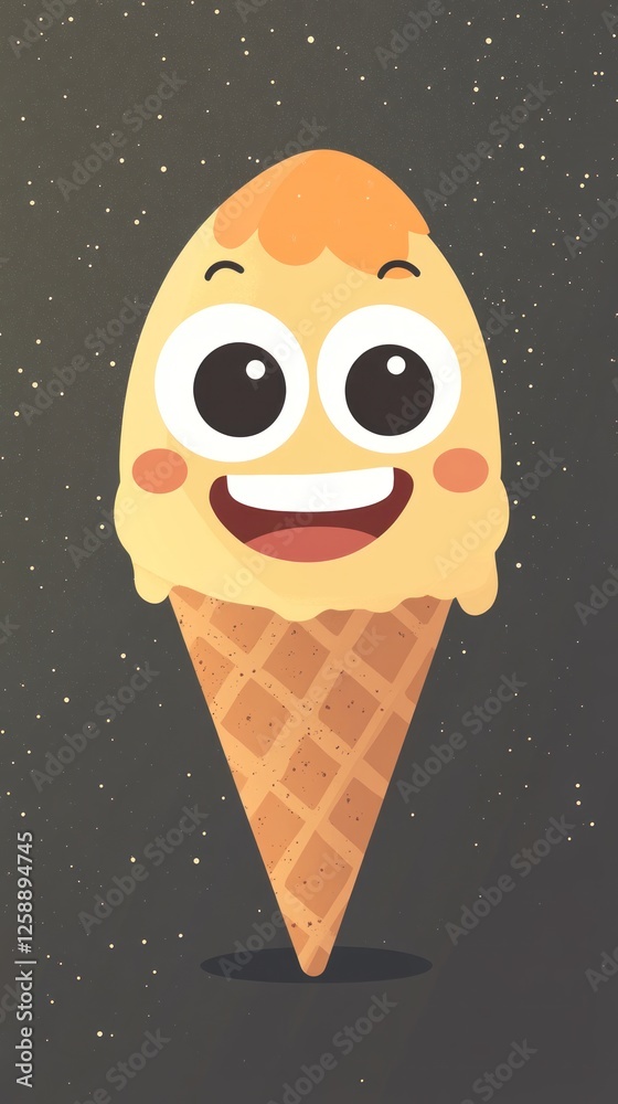 Fototapeta premium Whimsical ice cream cone character floating amongst the cosmos of delight