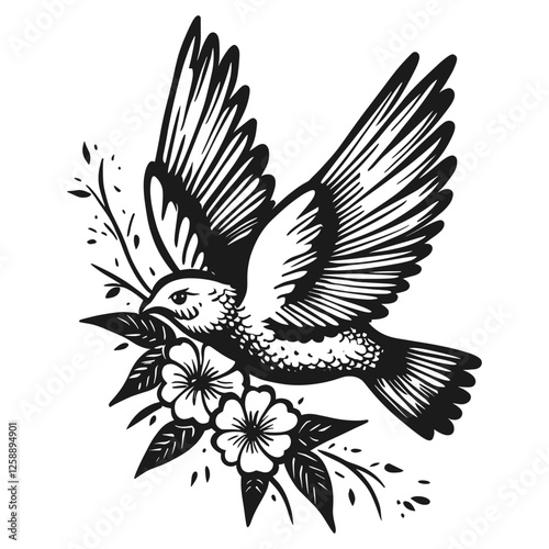 Wing art vintage tattoo vector