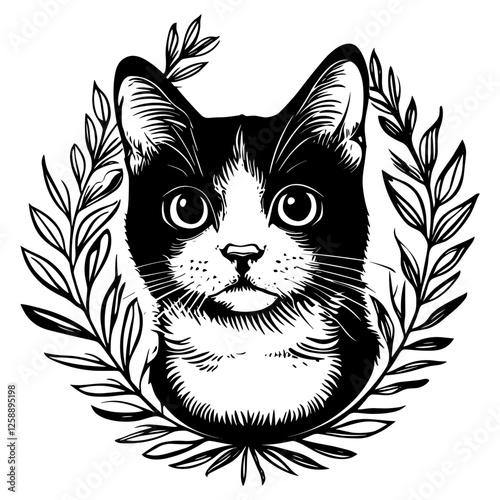 Cat tattoo art illustration black vector