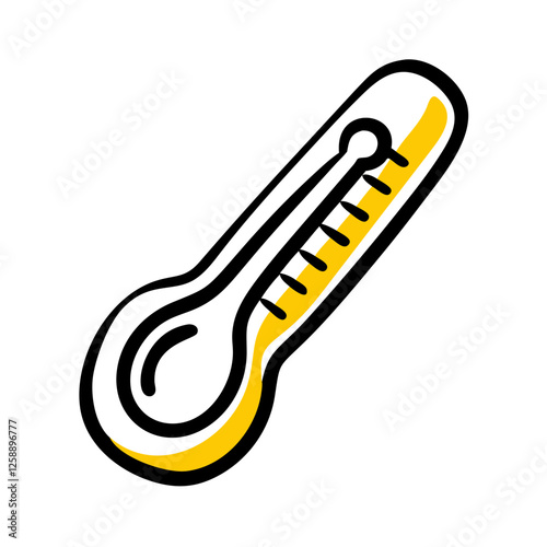 Hand-drawn thermometer icon in yellow and black