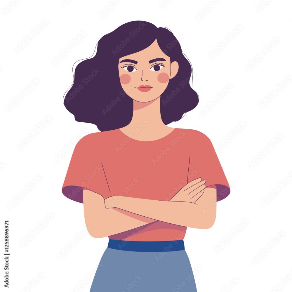 Woman arms crossed art illustration portrait vector Woman arms crossed art illustration portrait vector