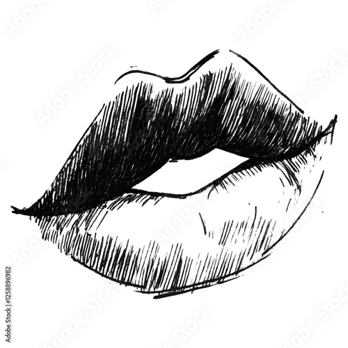 Black kiss lips art illustration drawing vector