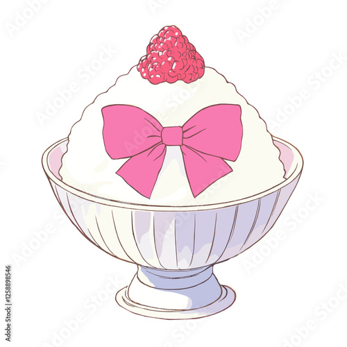 Impression tiny Bingsu illustration wallpaper dessert vector