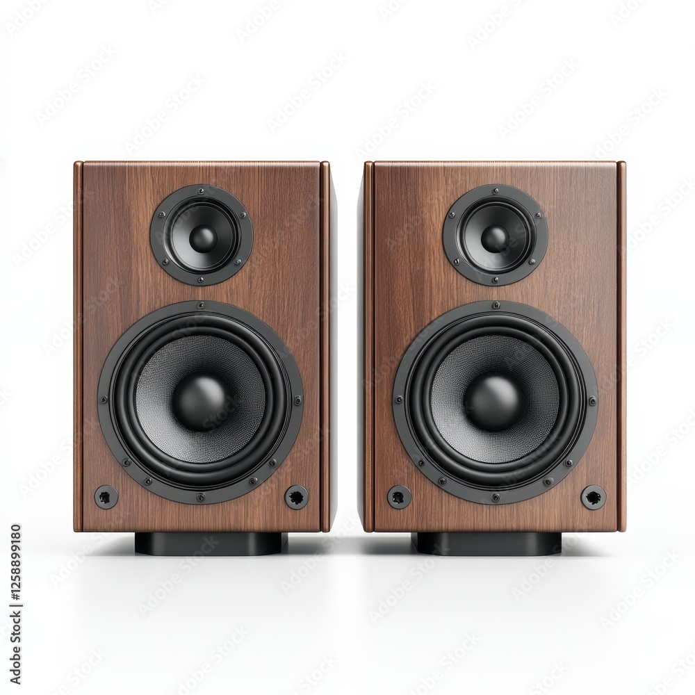 Wooden speakers on white background, studio shot Wooden speakers on white background, studio shot