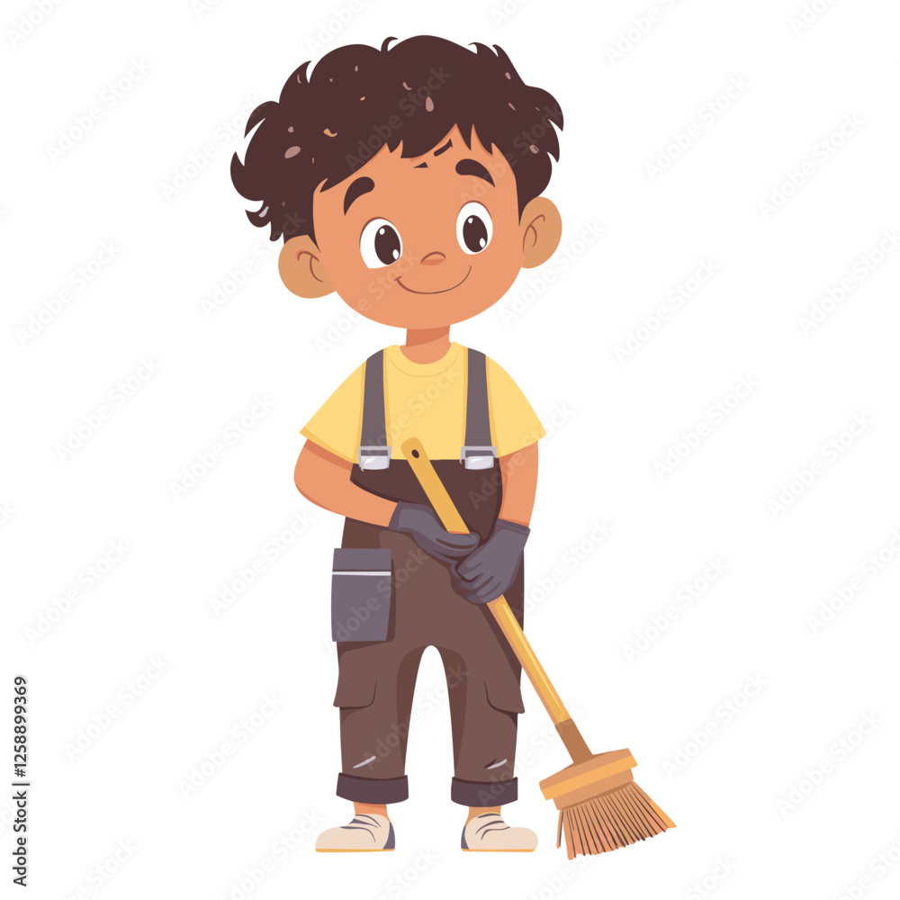 Cleaner cartoon illustration cleaning child vector Cleaner cartoon illustration cleaning child vector