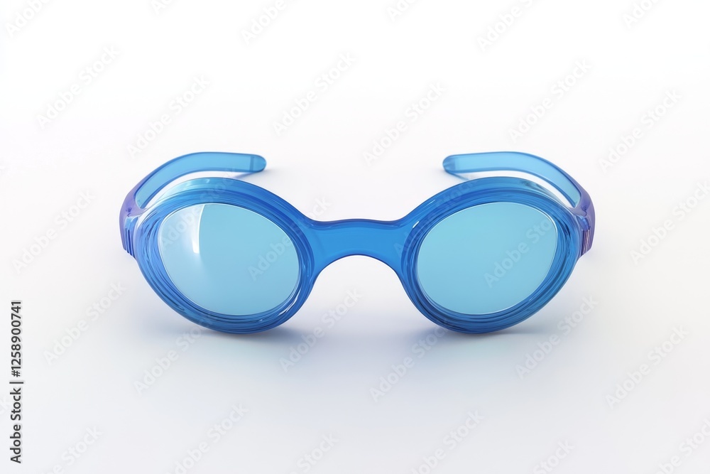 Fototapeta premium Blue round eyeglasses on a white background