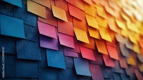 Colorful sticky notes arranged in an artistic display on a wall