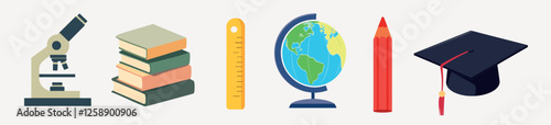 Educational tools for academic success, vector element set