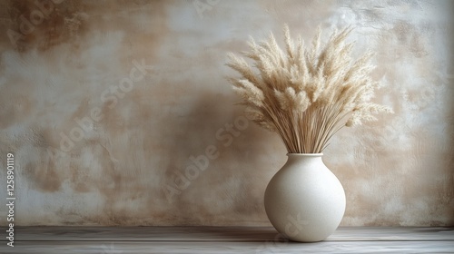 Beautiful pampas grass arrangement in an elegant vase on a neutral background
