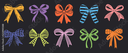 Colorful decorative bows collection, vector element set