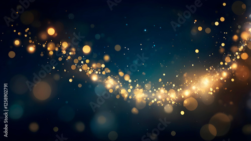 Enchanting blue and gold bokeh background. Festive design with sparkling lights, perfect for adding a touch of magic to your holiday and celebration projects. Generated image
