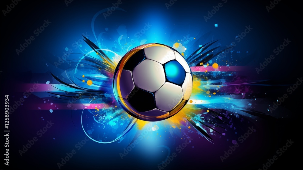 Fototapeta premium soccer ball in flames,football team logo vibrant and strong design,generative ai illustration