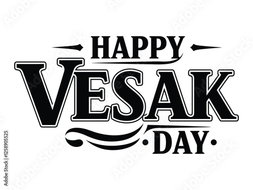 A simple  Vesak Day typography Design, Vesak Day text vector