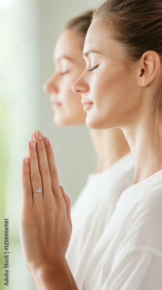Serenity and connection: close-up of couple practicing yoga together