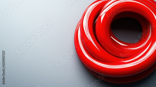 Bright red flexible PVC pipe coil designed for durability and versatility photo