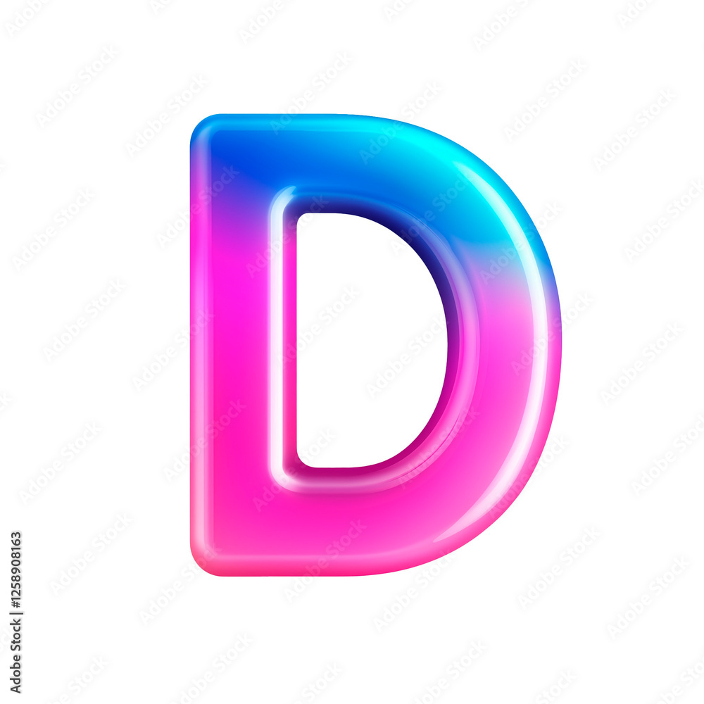 Colorful smooth letter D with a gradient design suitable for digital art or branding Colorful smooth letter D with a gradient design suitable for digital art or branding