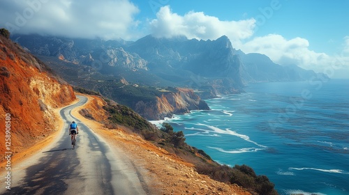 Scenic coastal ride along a winding road under a bright sky