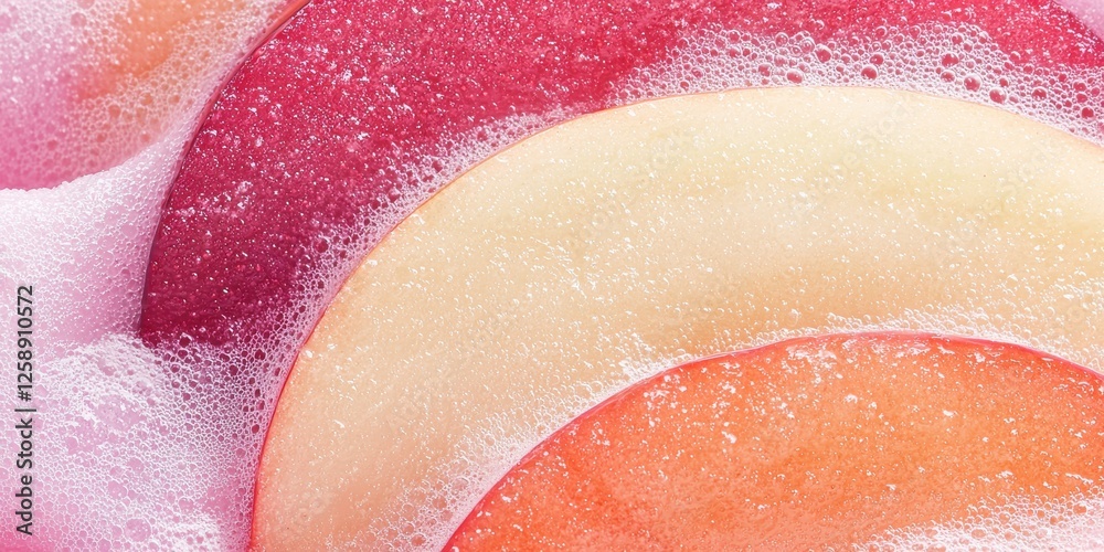 Fototapeta premium Slicing fresh apples in soapy water kitchen food bright environment close-up refreshing concept