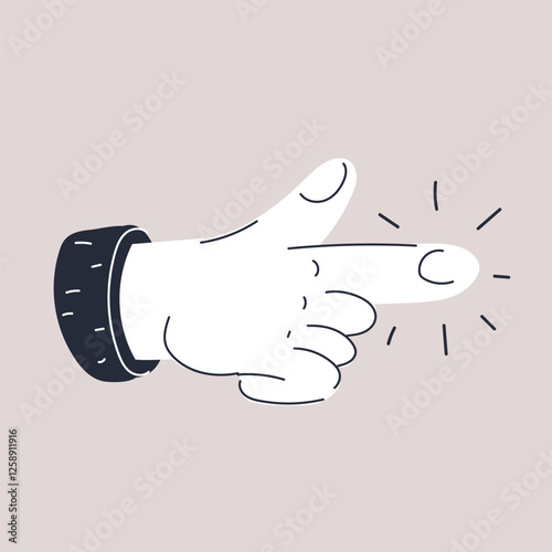 Cartoon vector illustration of a hand with an index finger pointing forward