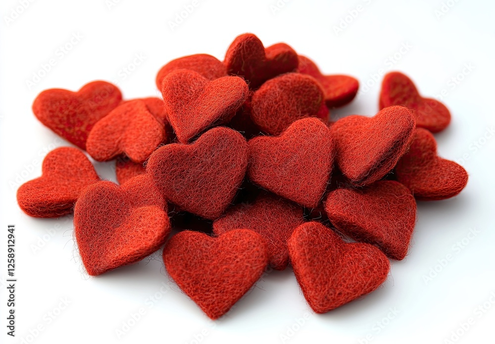 Red felt hearts arranged in a Valentine and love-themed border, isolated on a transparent background as a file Red felt hearts arranged in a Valentine and love-themed border, isolated on a transparent background as a file
