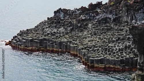 Jeju, South Korea - 3 Jun 2024 : Discover Jeju Island: Jusangjeolli, Basalt Columns, Coastal Cliffs & Geological Marvel