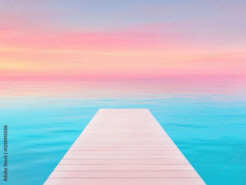 Tranquil sunset at serene dock ocean view landscape calm waters aesthetic perspective Tranquil sunset at serene dock ocean view landscape calm waters aesthetic perspective