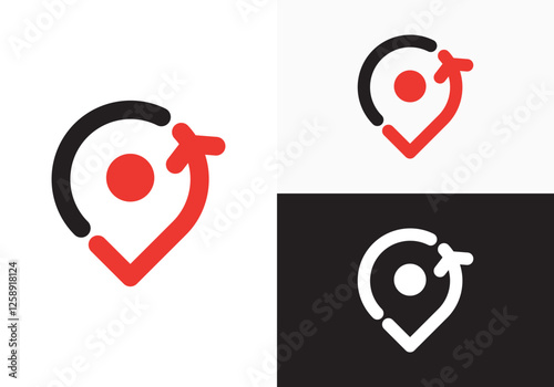 simple travel location logo with line style on design .travel destination logo design