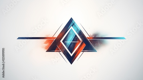 abstract geometric shapes,logo,white clouds in the blue sky,generative ai illustration