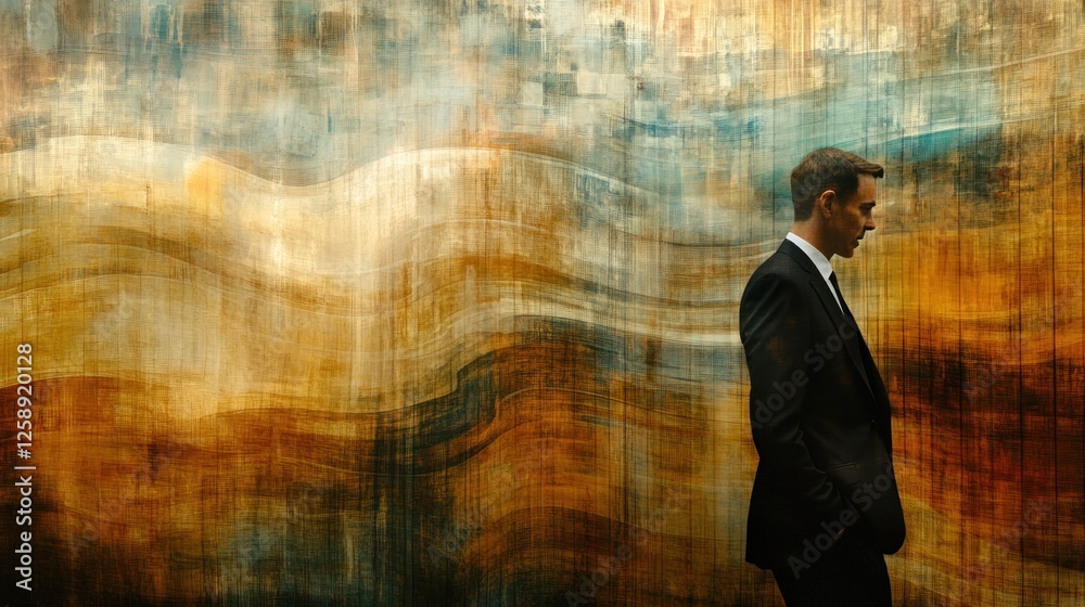 Man in Suit Against Abstract Textured Background Man in Suit Against Abstract Textured Background