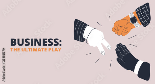 Cartoon vector illustration of hands playing rock-paper-scissors, symbolizing fun, competition, and decision-making