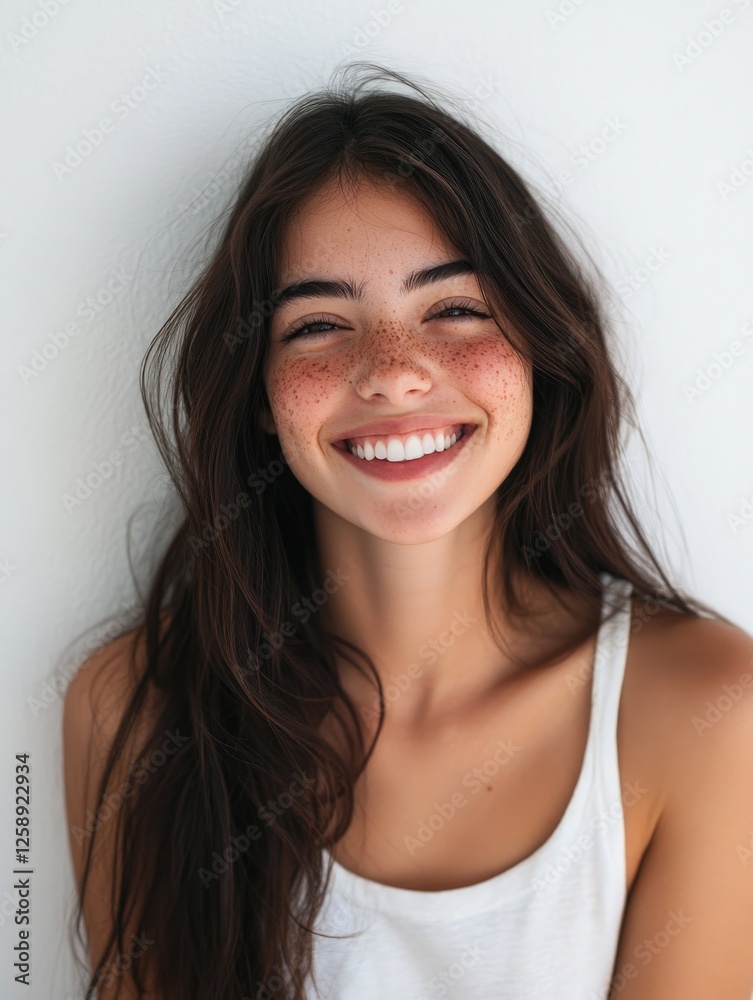 Smiling young woman with freckles Smiling young woman with freckles