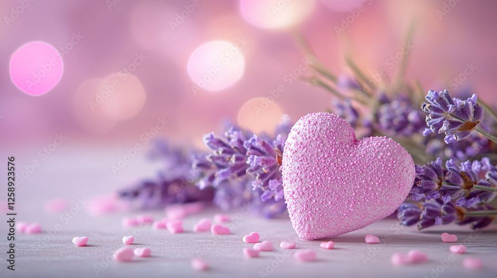 Obraz premium Valentines day soft lavender background with pastel pink polka dots.