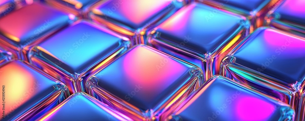 Abstract Iridescent Geometric Pattern, 3D, holographic, abstract art Abstract Iridescent Geometric Pattern, 3D, holographic, abstract art