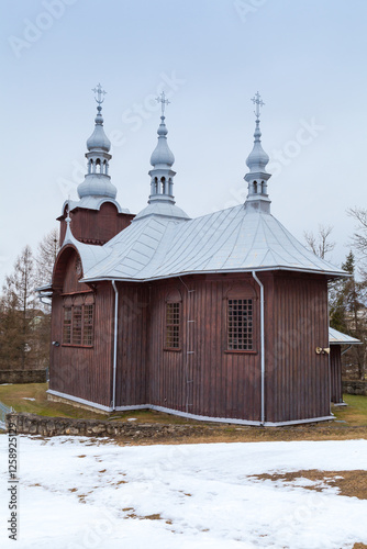 Former Lemko Greek-Catholic church of St. Paraskevi from 1893 in Czyrna, Poland, bell tower.