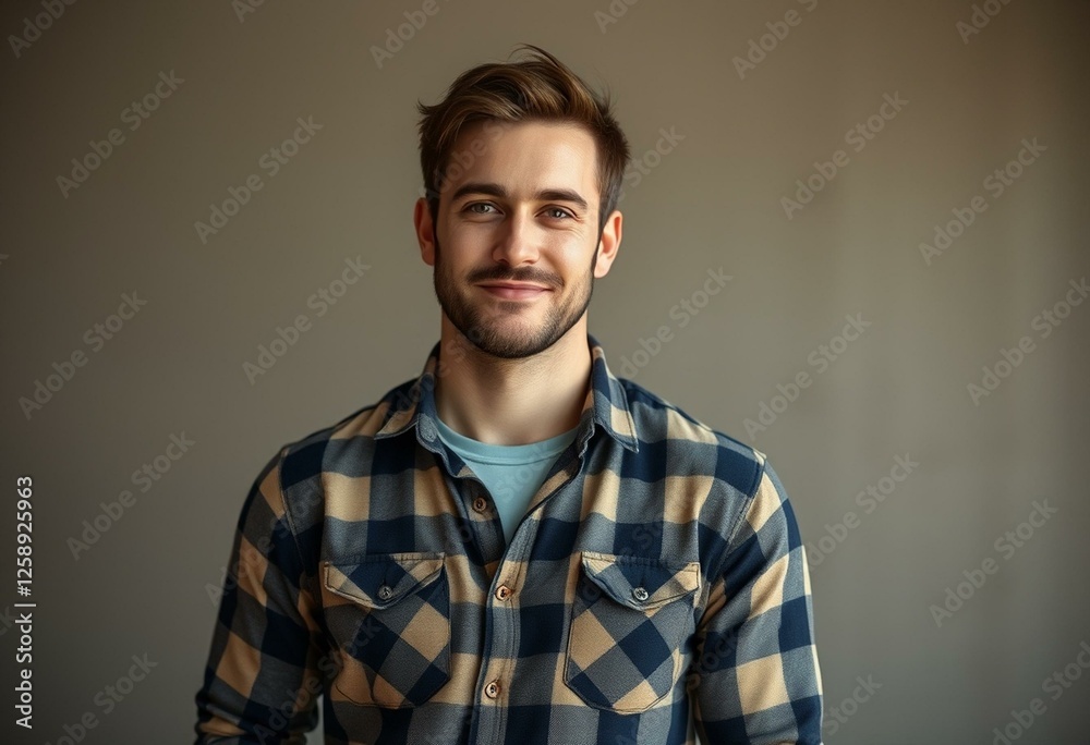 Obraz premium Casual male portrait in flannel shirt