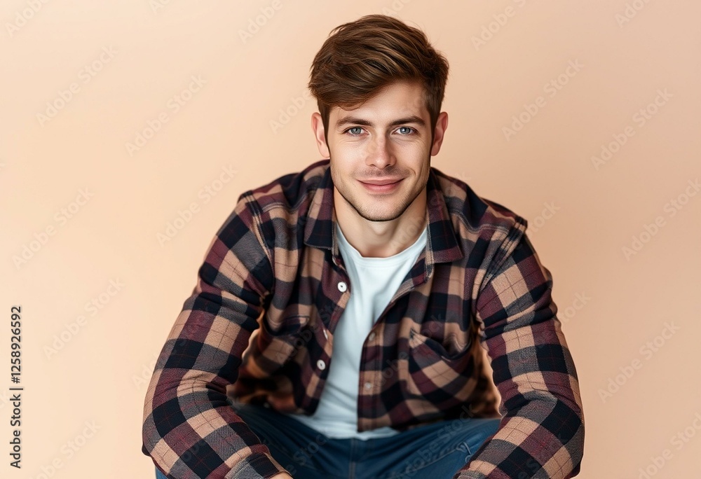 Fototapeta premium Male portrait in flannel shirt
