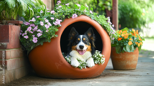 Flower Pot Dog House Design: This one is playful and adorable! The house could be designed to look like a giant flower pot, with a plant or flower painted on the outside.  photo