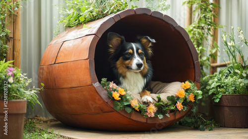 Flower Pot Dog House Design: This one is playful and adorable! The house could be designed to look like a giant flower pot, with a plant or flower painted on the outside.  photo