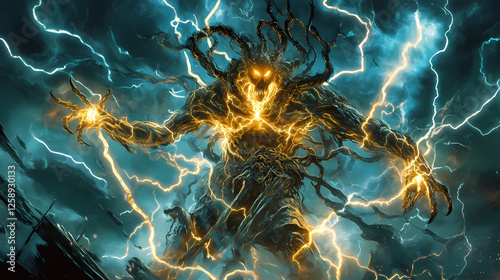 Sentient lightning entity complex constantly evolving form of li. Sentient Storms. Illustration