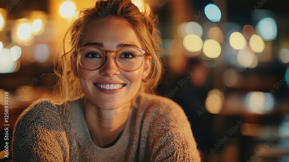 Candid smiling woman embracing joyful connection cozy nighttime portrait photography intimate indoor setting warm ambiance close-up viewpoint highlighting genuine emotion and the beauty of connection Candid smiling woman embracing joyful connection cozy nighttime portrait photography intimate indoor setting warm ambiance close-up viewpoint highlighting genuine emotion and the beauty of connection