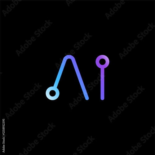 Minimalist line letter AI logotype vector icon logo concept