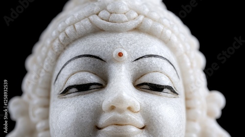 Close-up of a White Marble Statue Face, Religious Figurine photo