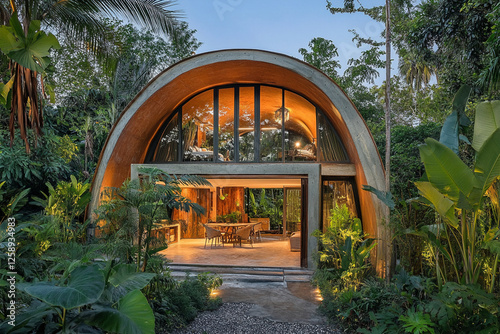 Modern Semi-Dome Home Nestled in Tropical Greenery