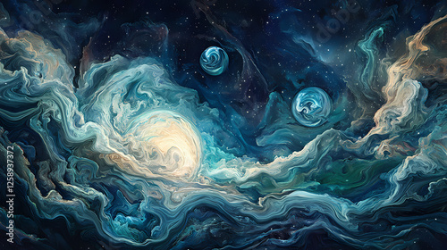A planet with sentient storms that communicate through intricate patterns in the Sentient Storms. Illustration