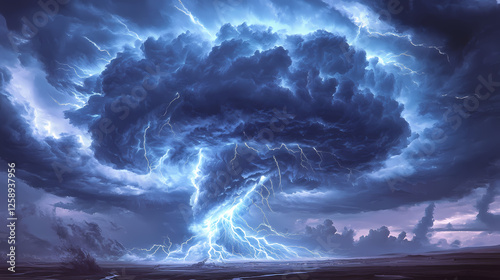 A sentient storm cloud with lightning for limbs. Sentient Storms. Illustration